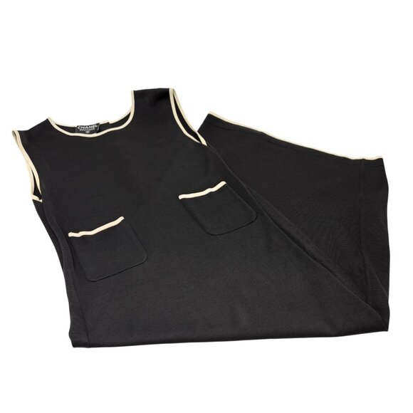 CHANEL Vintage 96C CC Mark Long One-piece Dress #40 Black [106478] - Picture 11 of 14